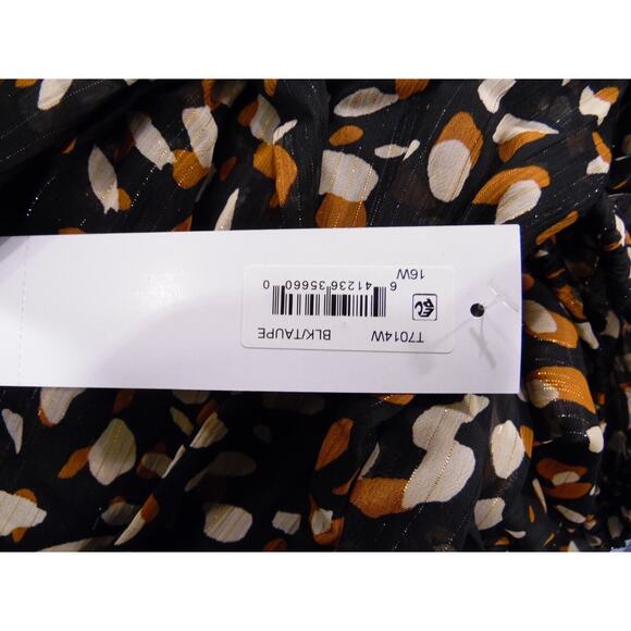 NWT London Times Dress Womens 16W Multi Tie Neck Chiffon Fit‎ & Flare Midi $130 - Picture 6 of 13